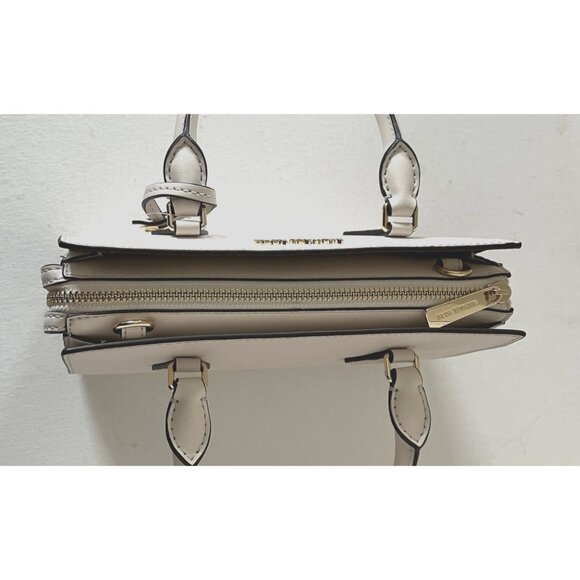 New Michael Kors Sheila Small Satchel Vegan Leather Light Cream - Picture 3 of 6